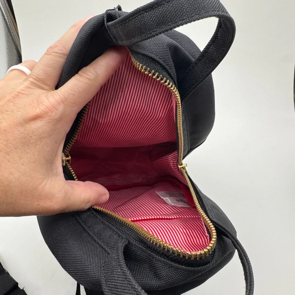 Herschel Supply Co Nova Mini Backpack Black Gold Zipper 10501-00001-OS NWT